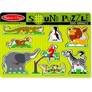 Melissa & Doug Zoo Animals🐘🐊🦓🦁🐍🐧🐒🦜Sound Puzzle🧩